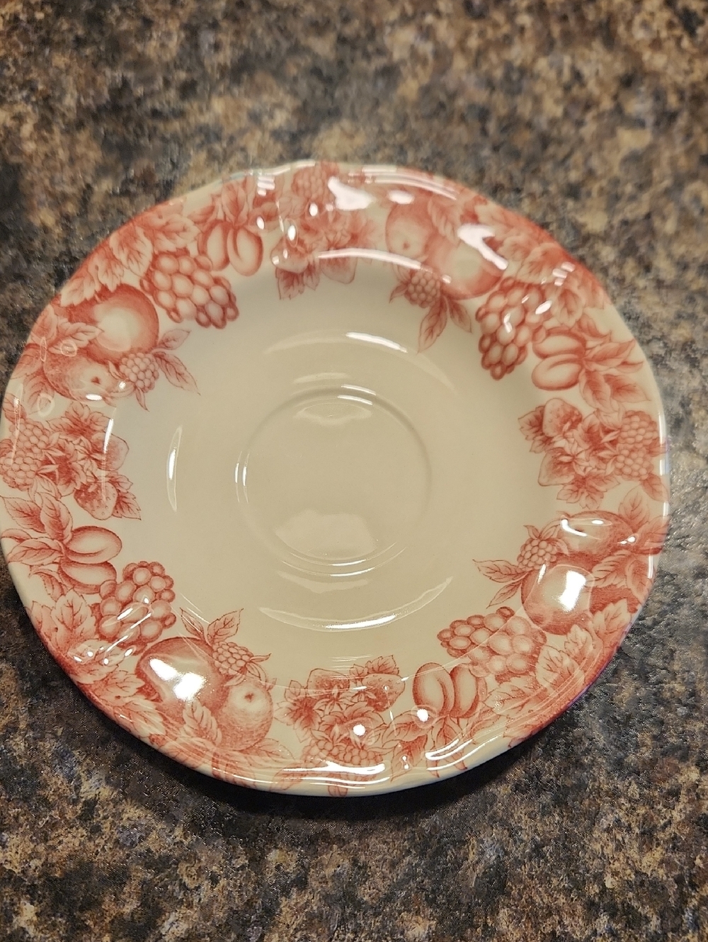 Like New Libbey Cream & Red Fruit Pattern Saucer - Home Dining